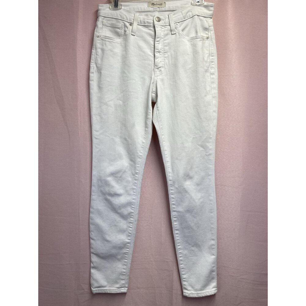 Madewell 9" High-Rise Skinny Casual Denim Jeans Women Size 28 White Stretch Used